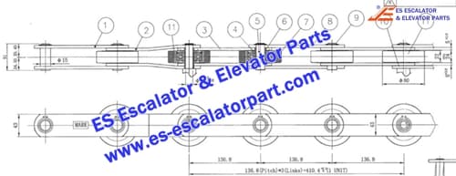 Escalator Parts Step Chain 136.8 Use For LG/SIGMA