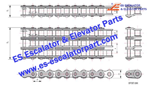 Escalator Parts Handrail drive chain Use For THYSSENKRUPP