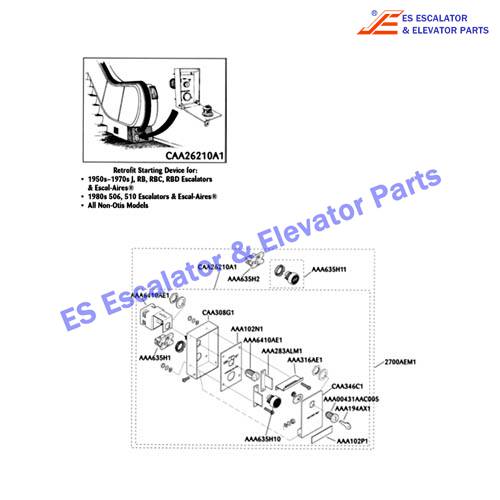 AAA26210A1 Escalator Keyswitches Parts Assembly,Retrofit Start/Stop Device,NYC Code Use For OTIS