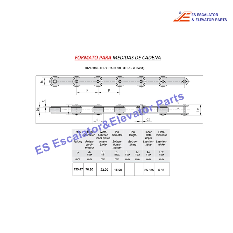 U6461OtisStepChain Escalator Step Chain 90 Steps P=135.47mm Use For Otis