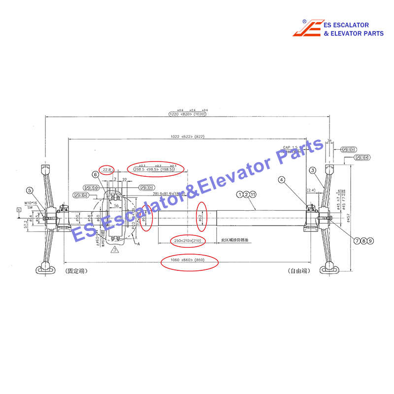 Escalator Parts DSA2000536A Handrail drive shaft Use For LG/SIGMA