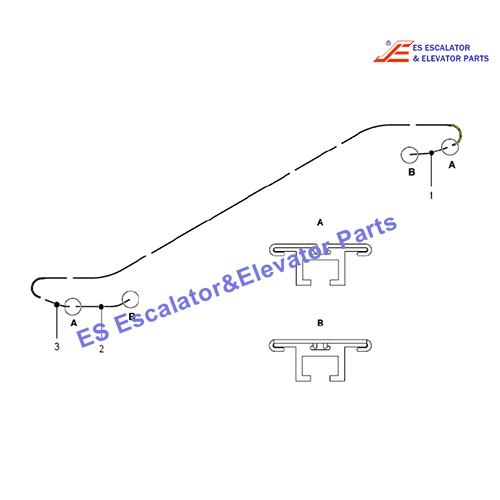 XO-508 curved XAA402TW24 Return side handrail guide track Use For XIZI OTIS