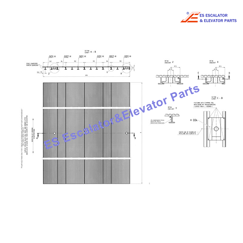 GAA457HD17 Escalator Floorplate For Otis 506NCE Both For Upper Or Lower Landings 1334 Х 893mm Aluminium (without coating) With Places For Lifting Devices Use For Otis