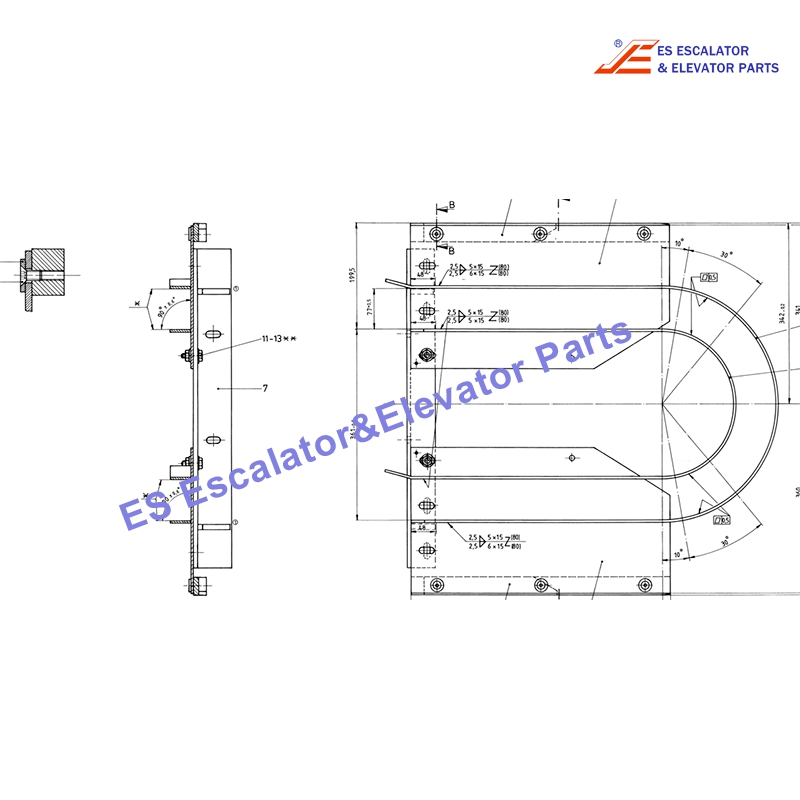 GOA483AAD1 Escalator Guide Track,Connection: Upper Landing,LHS Use For Otis