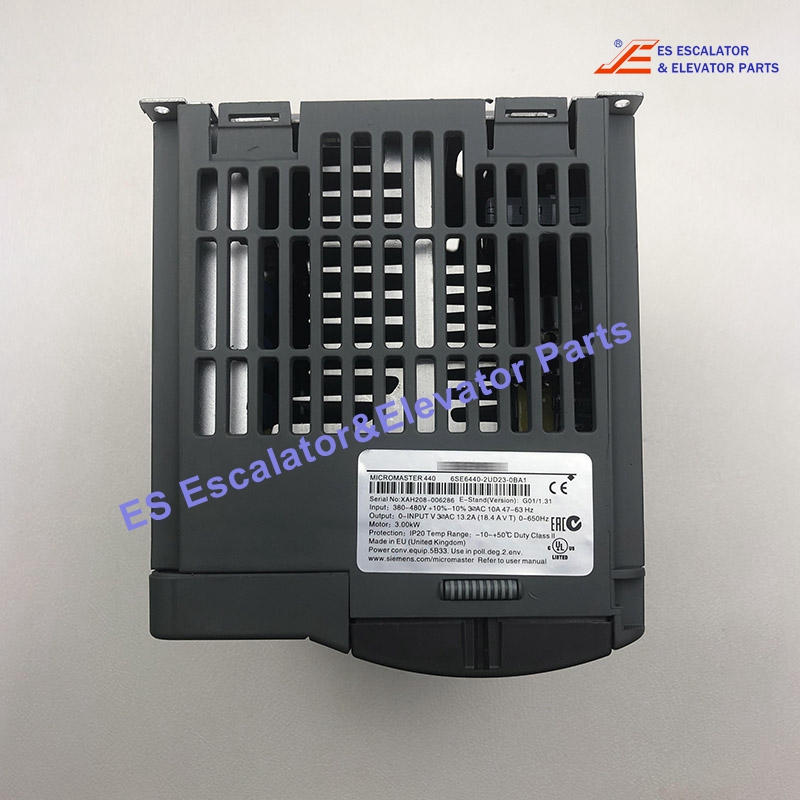 6SE6440-2UD23-0BA1 Elevator Inverter Micromaster Input:380-480V+10%-10% 3AC 10A 47-63 HZ Output:0-INPUT V 3AC 13.2A 0-650HZ Motor:3.00KW Use For Siemens
